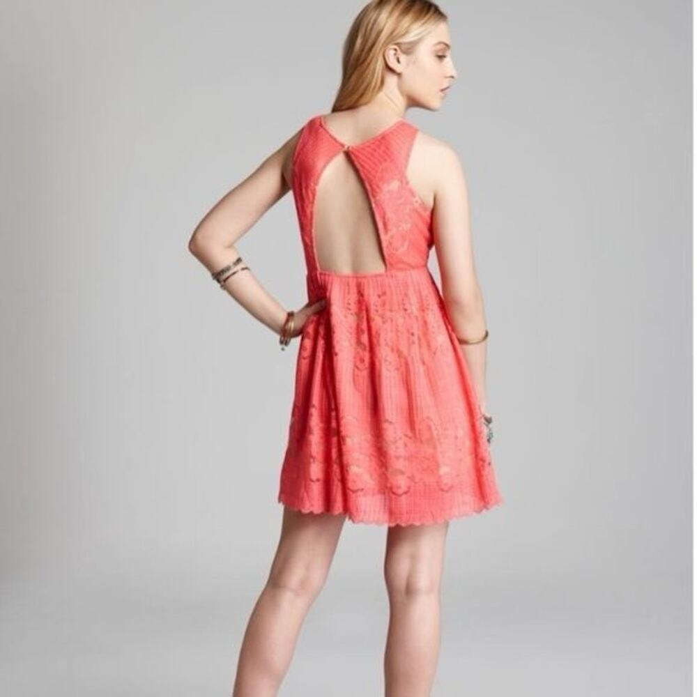Free People Lace Rocco Dress Dusty Rose Pink cut out Backless mini dress cutout - Picture 2 of 15